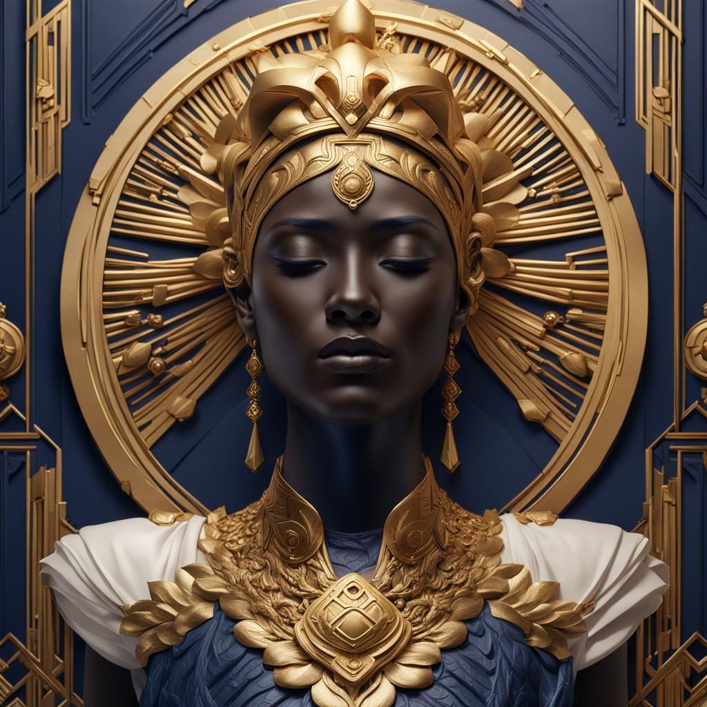 Art Deco Portrait of Woman's Statue Head