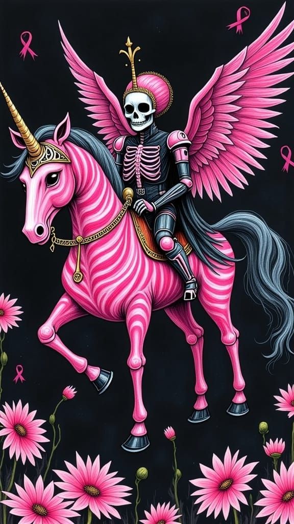 <lora:Death River:1.0> (Pink  Happy Reaper of  cancer cells ...