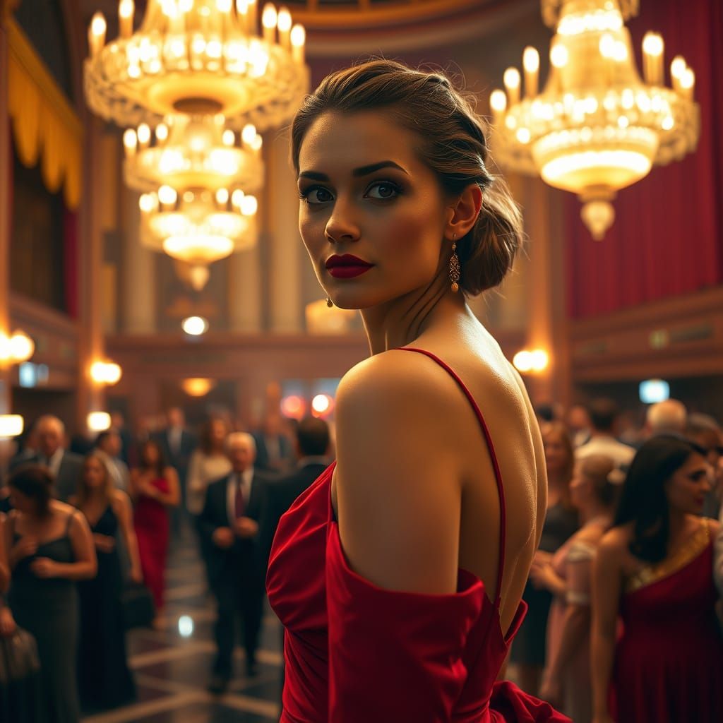 Sultry Theater Star Shines in Elegant Evening Attire