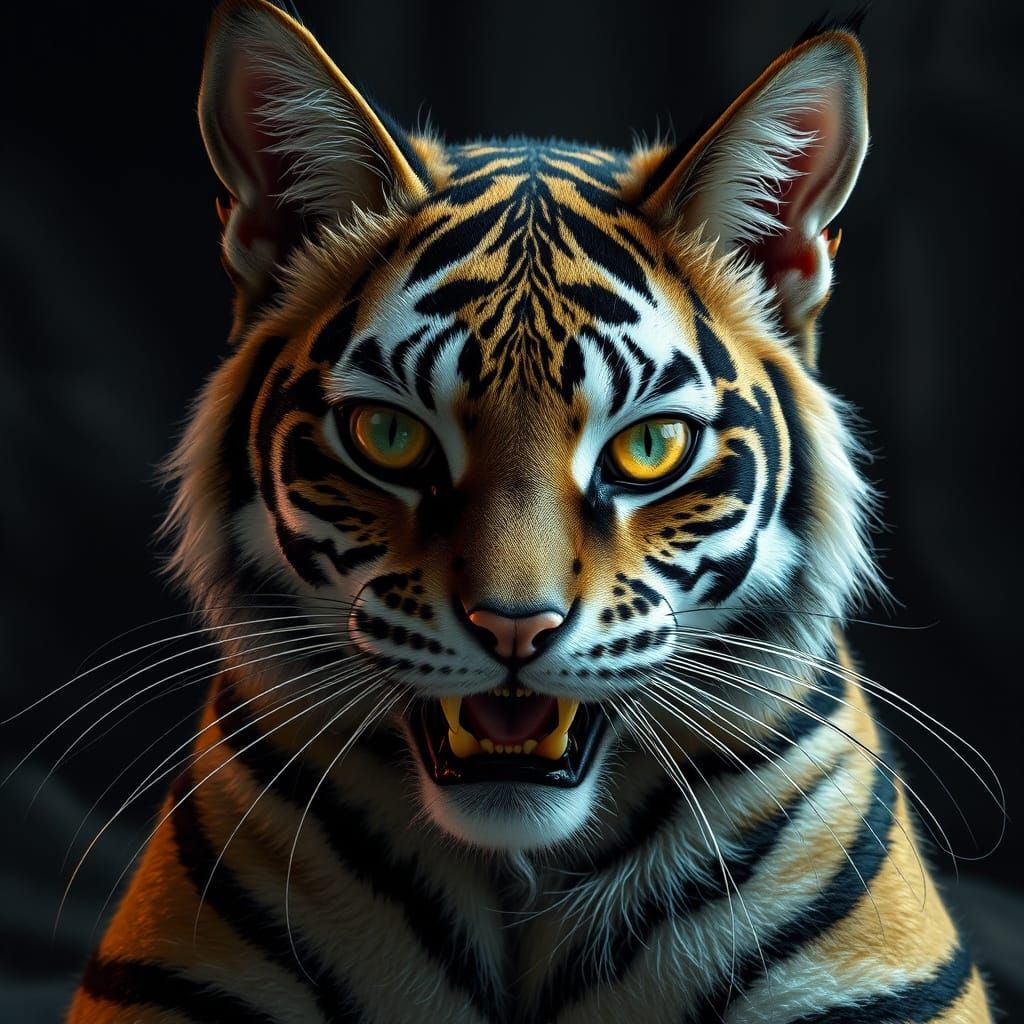 Ultra-Realistic Vampire Tiger Cat in 8k