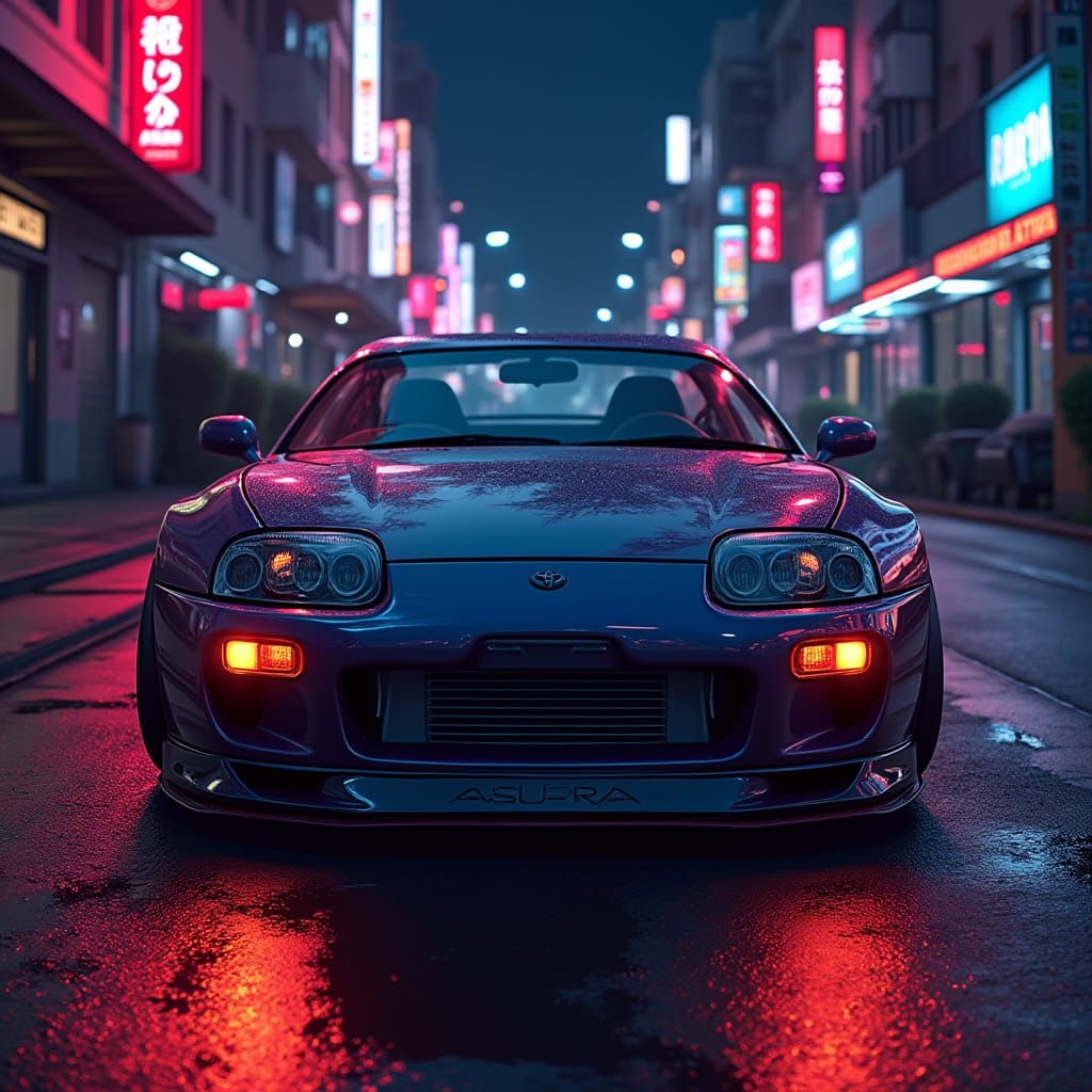 Cyberpunk Toyota Supra MK3 with Neon Lights