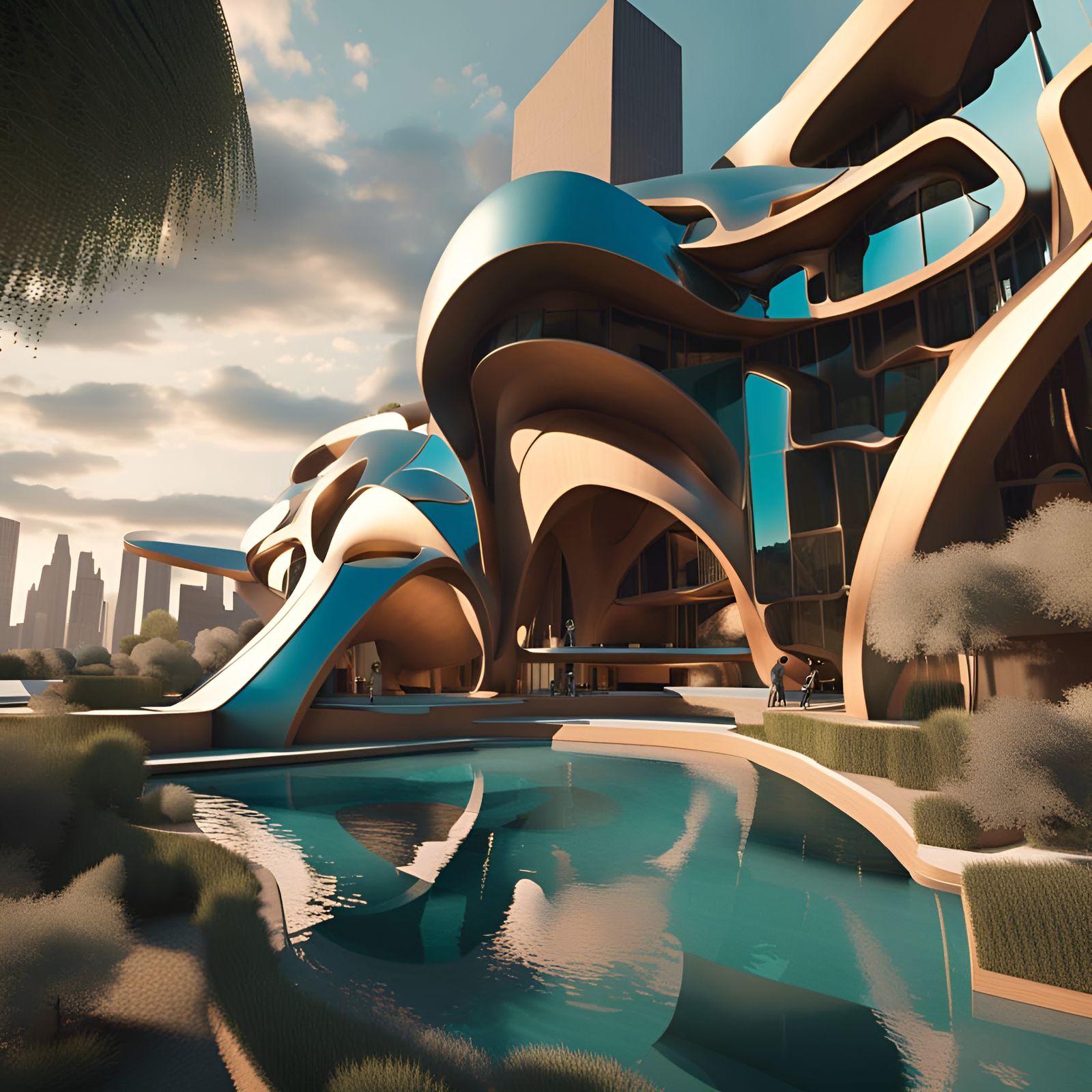 Futuristic Cityscape with Geometric Architecture in 8K