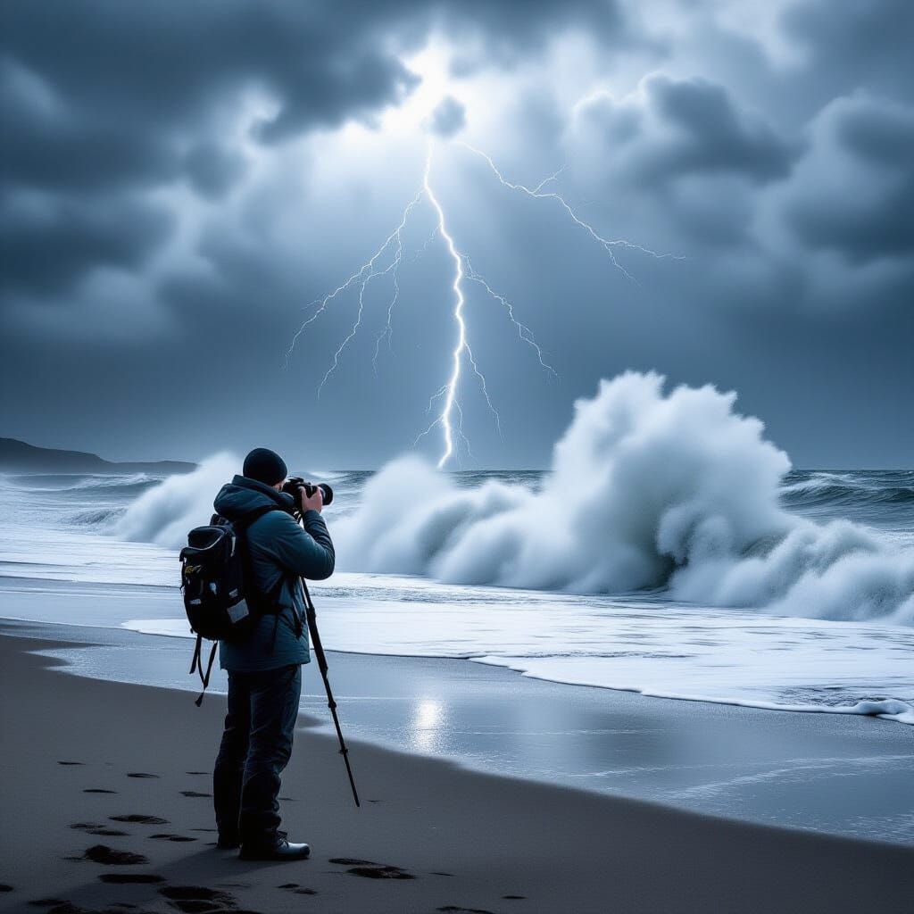 Photographer Captures Stormy Sea in Black and White
