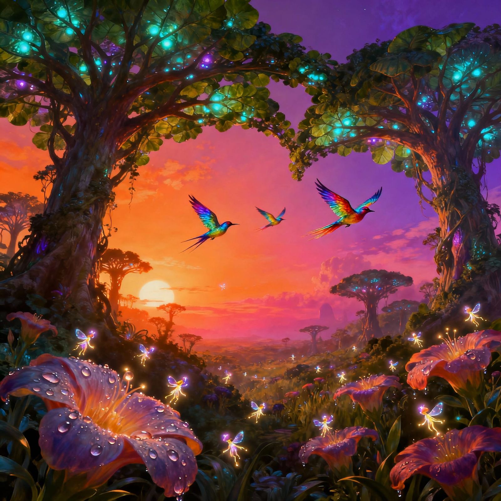Fantastical Alien Landscape at Sunset