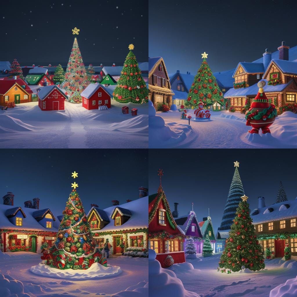 Vibrant Christmas Wonderland with a Sparkling Candy Tree