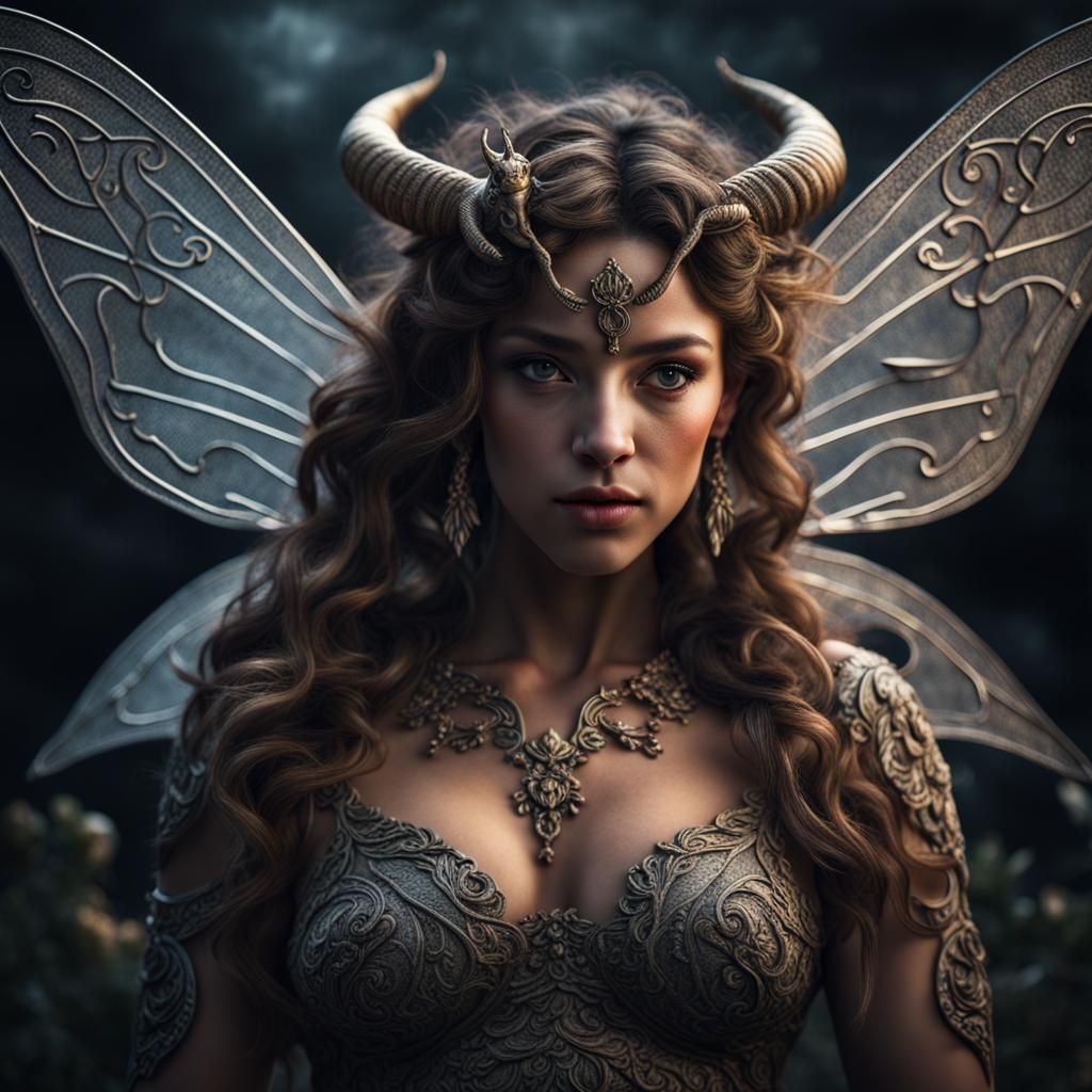Hyperrealistic Taurus Fairy Portrait in HDR