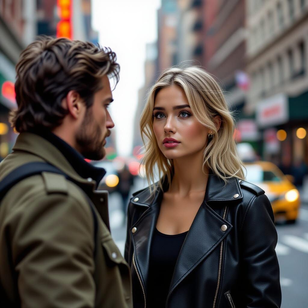 Uneasy Woman Confronted on Bustling NYC Street