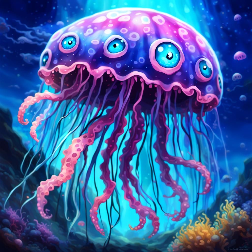 Jellyfish-Inspired Digimon Character Concept Art