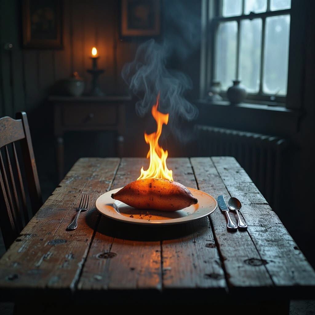 Cursed Sweet Potato in Gothic Horror Room