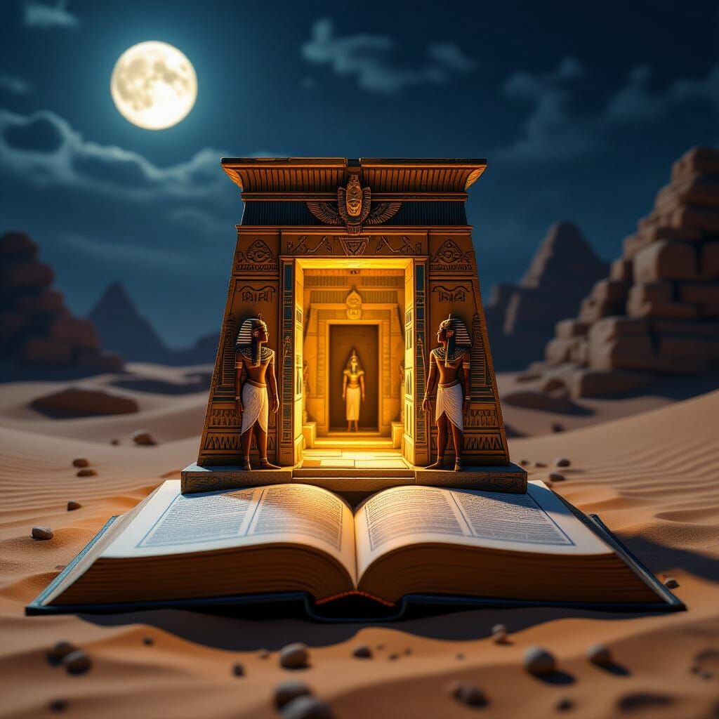 Miniature Egyptian Diorama with Steampunk Portal