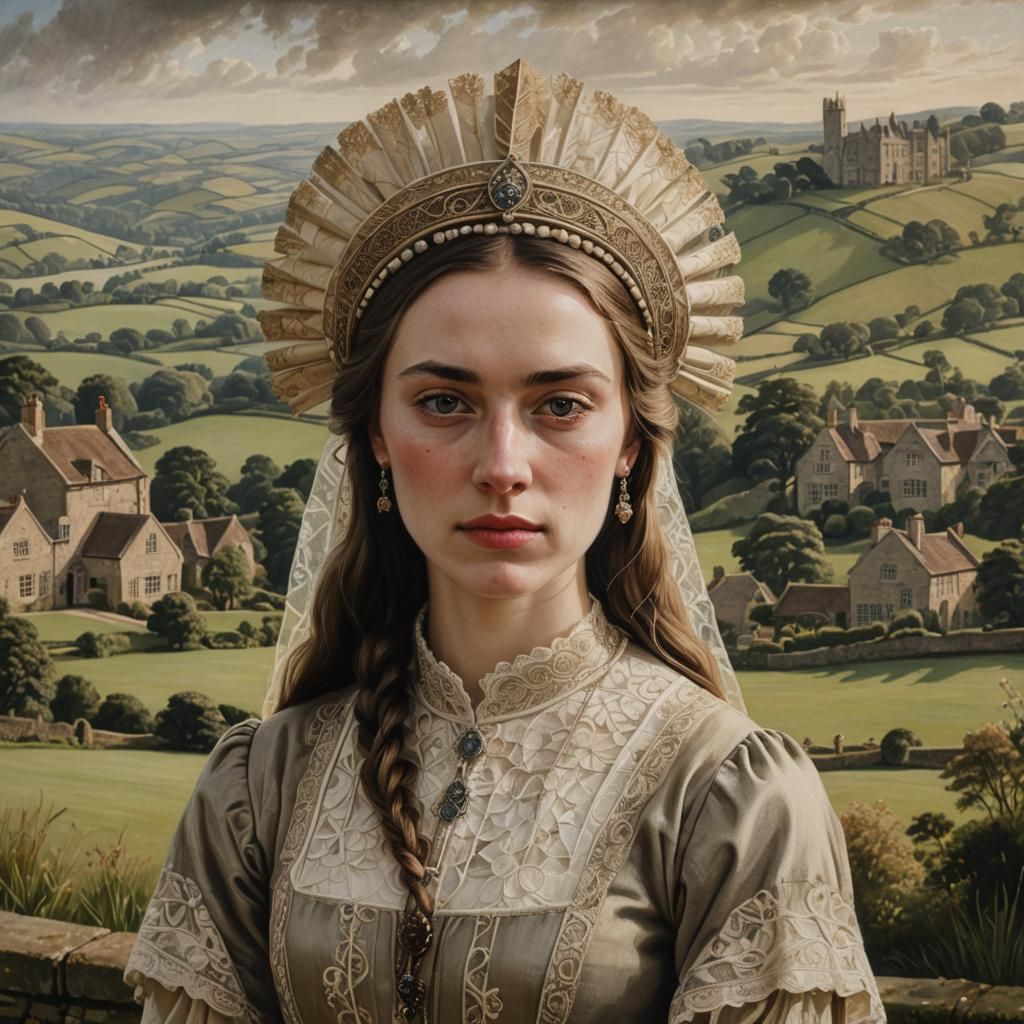 Historical Portrait of English Woman in Realistic Style