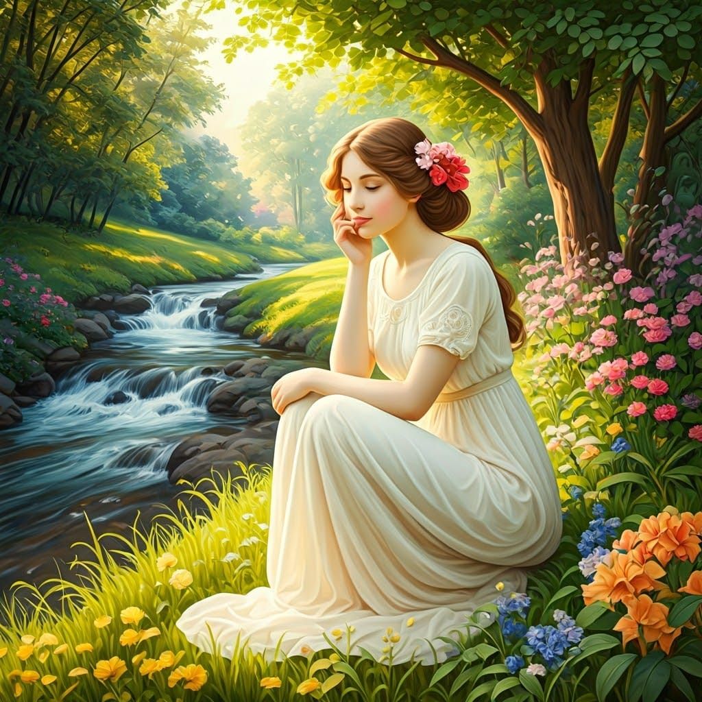 Idyllic Scene of Serenity in Impressionist Style