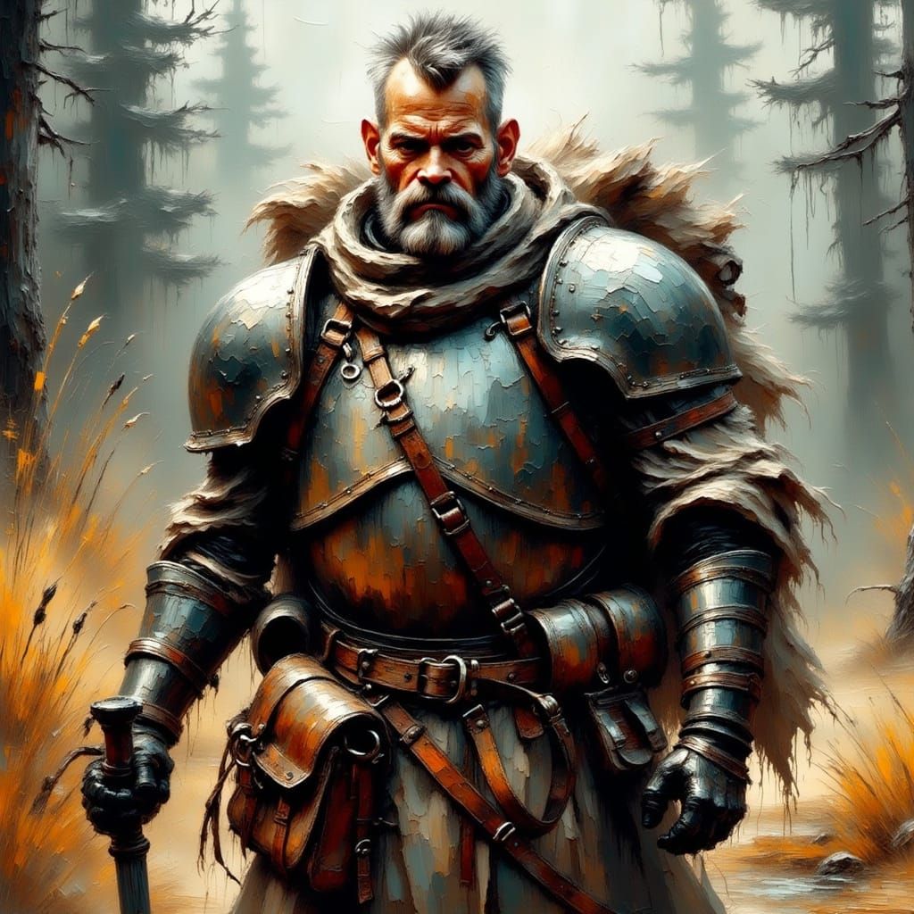 Battle-Hardened Warrior in 80's Fantasy Style