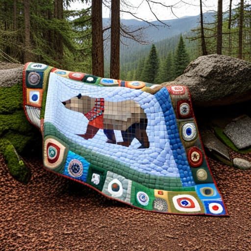 Bear Hibernating in Mosaic Winter Cave