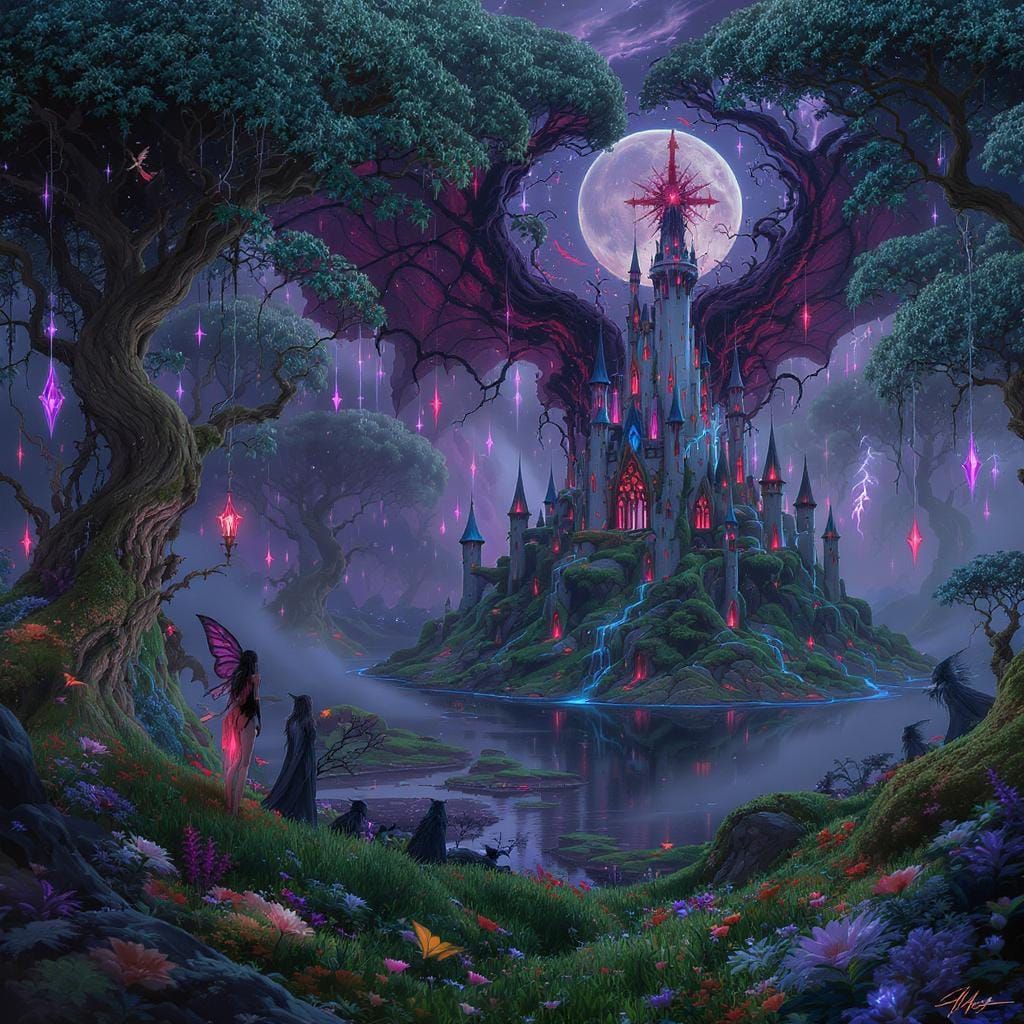 Mystical Fairy Forest Kingdom in Ethereal Light