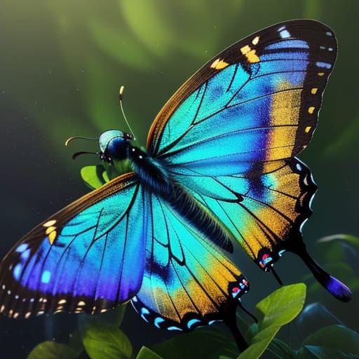 Dog Pooping Butterfly: Hyper-Realistic Digital Art
