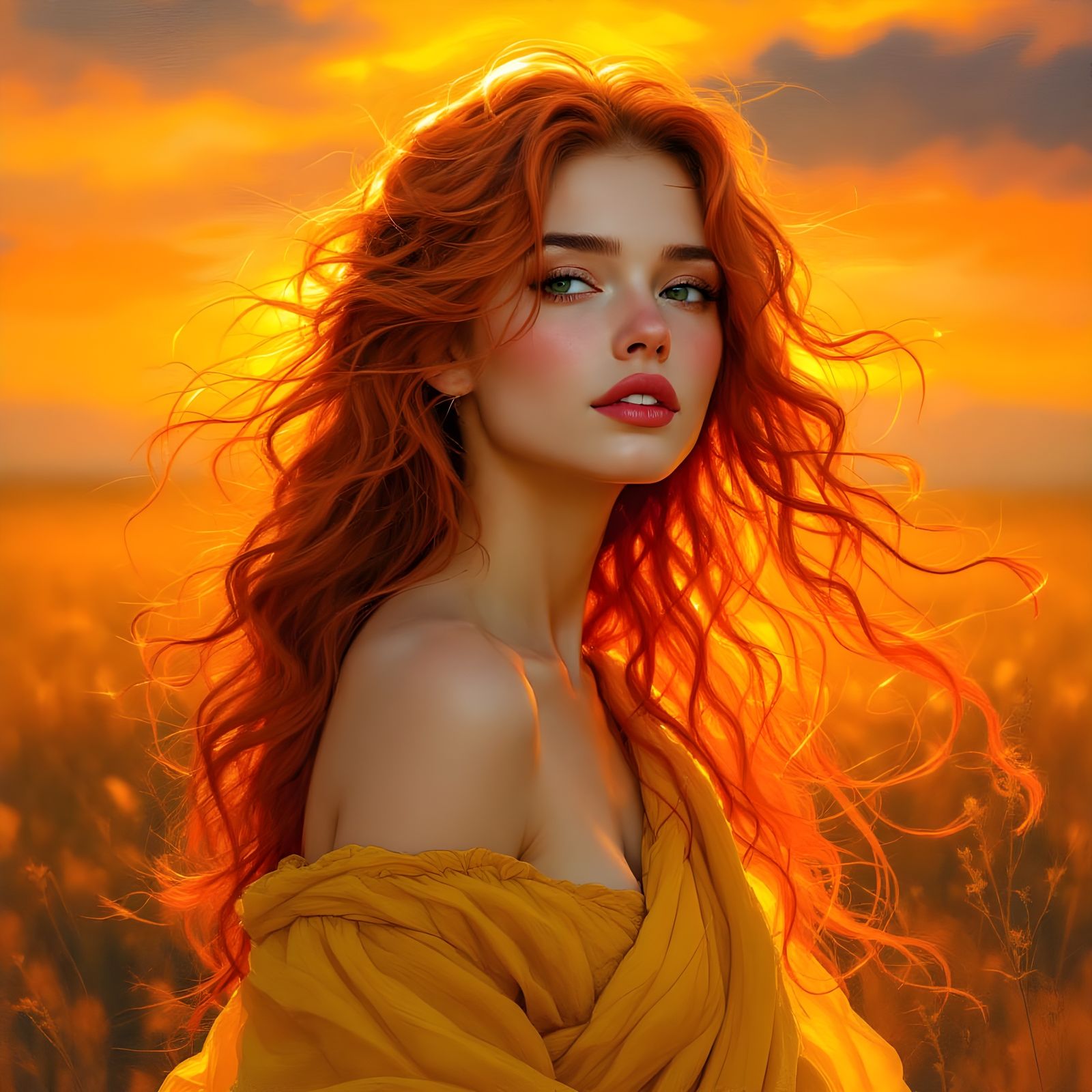 Norse Goddess in Warm Sunset Glow