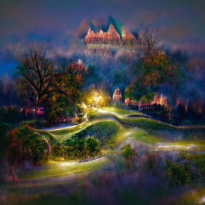 Lace Wilcox Castle Night Scene, Digital Illustration