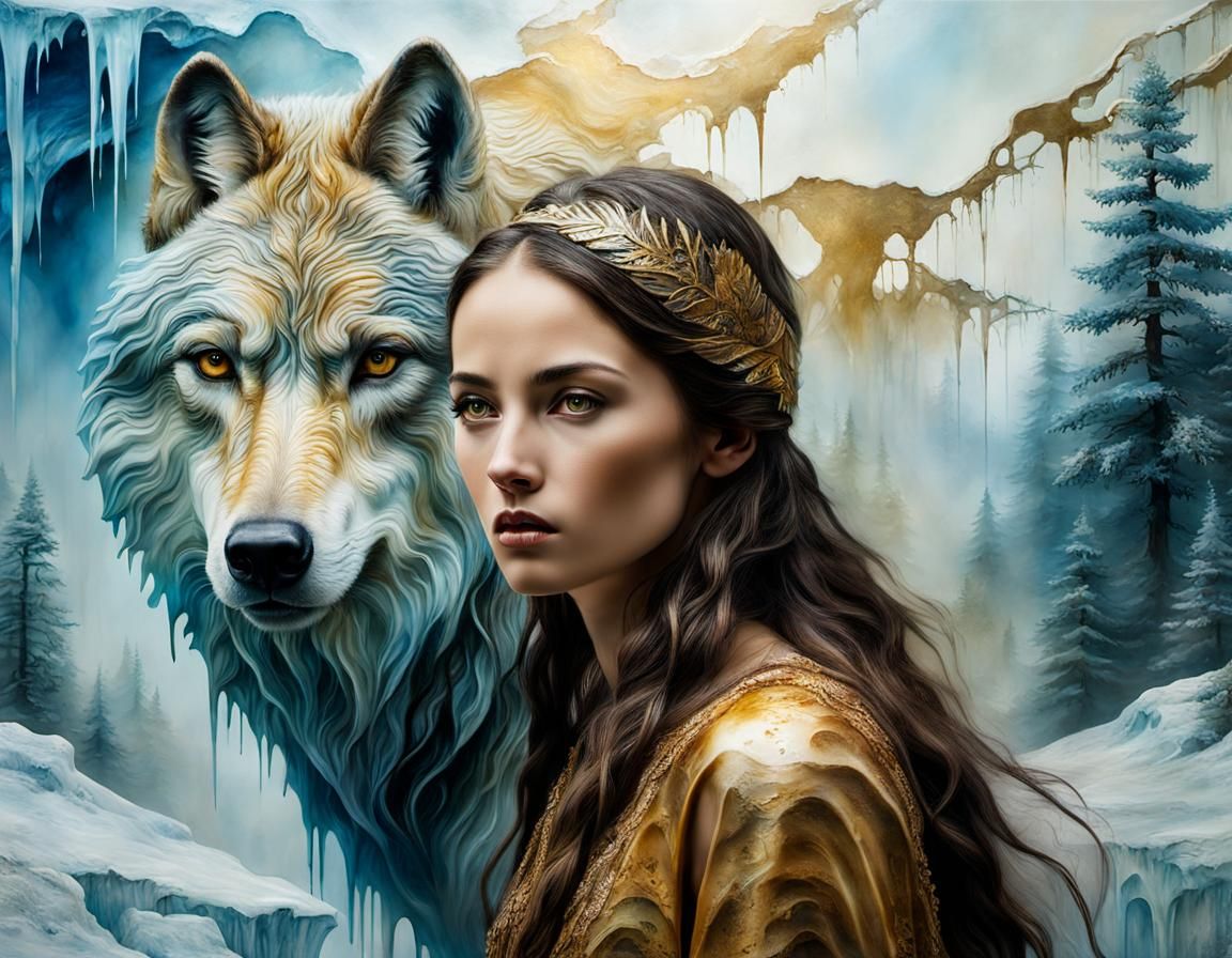 woman and wolf