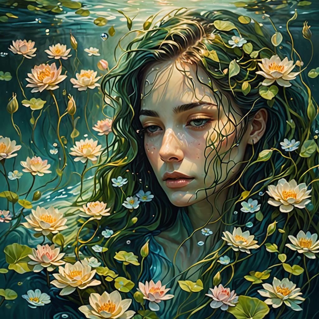 Ethereal Water Nymph in Dreamlike Surrealism