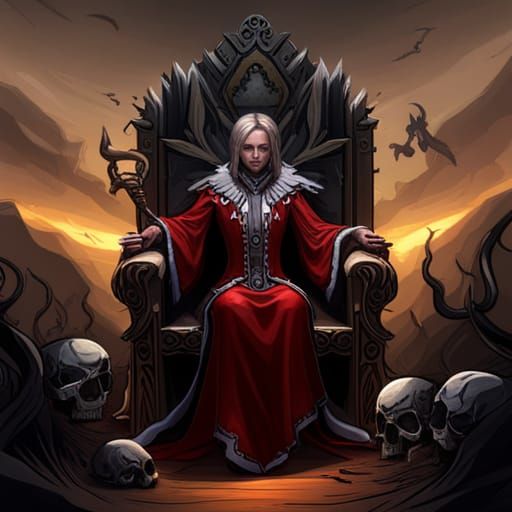 Warlock on Skull Throne: Dark Fantasy Art