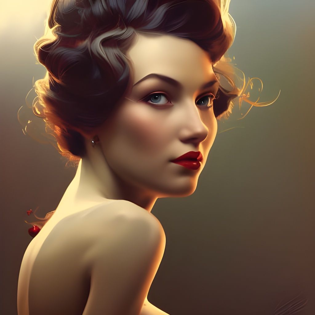 Glamorous Pin-Up Portrait in Hyperrealistic Detail