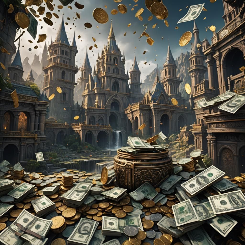 Fantastical Money Concept Art in Deep Color