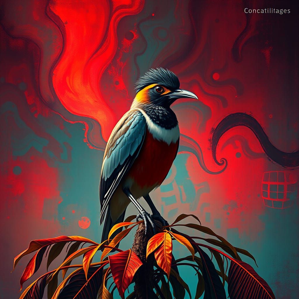 Hyperrealistic Masked Lapwing in Vibrant Abstraction