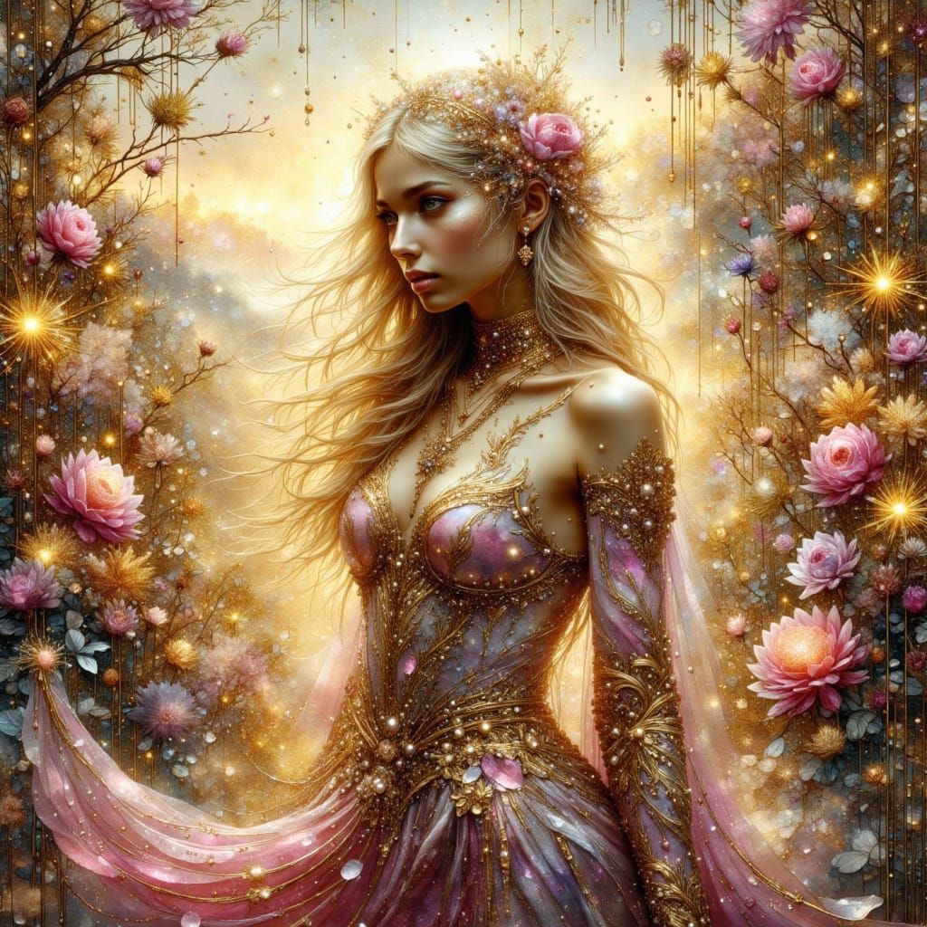 Magical Garden: Woman in Ornate Dress