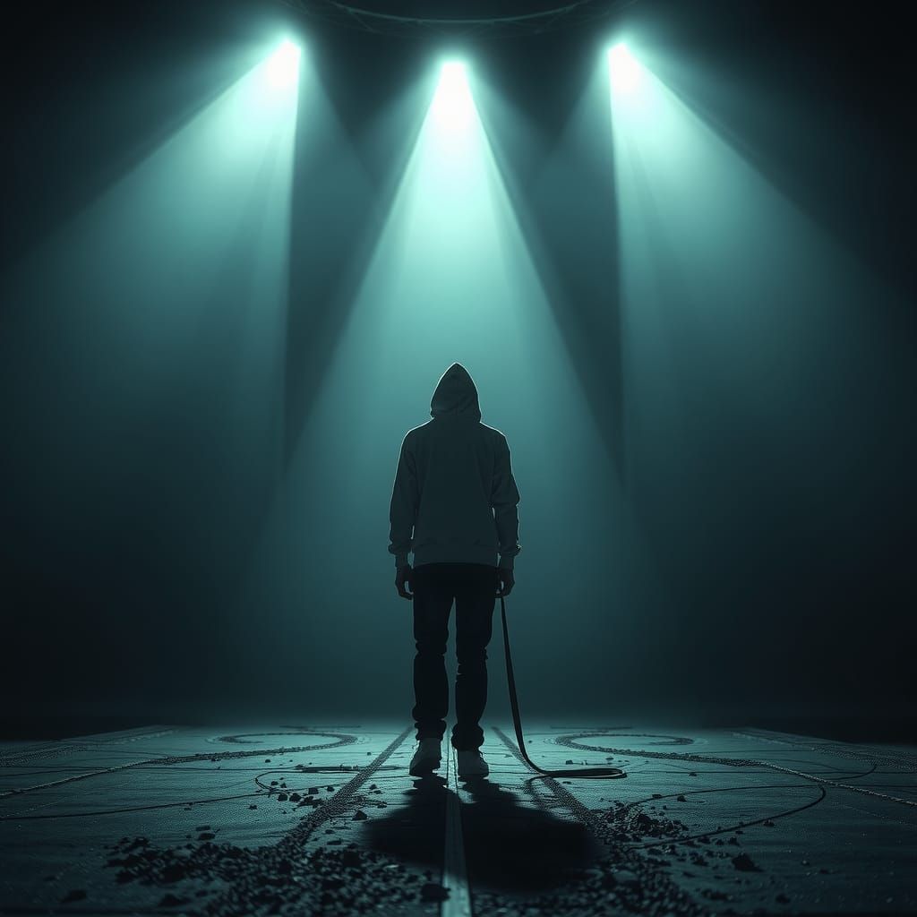 Figure on Leash in Dramatic, Hyperrealistic Style