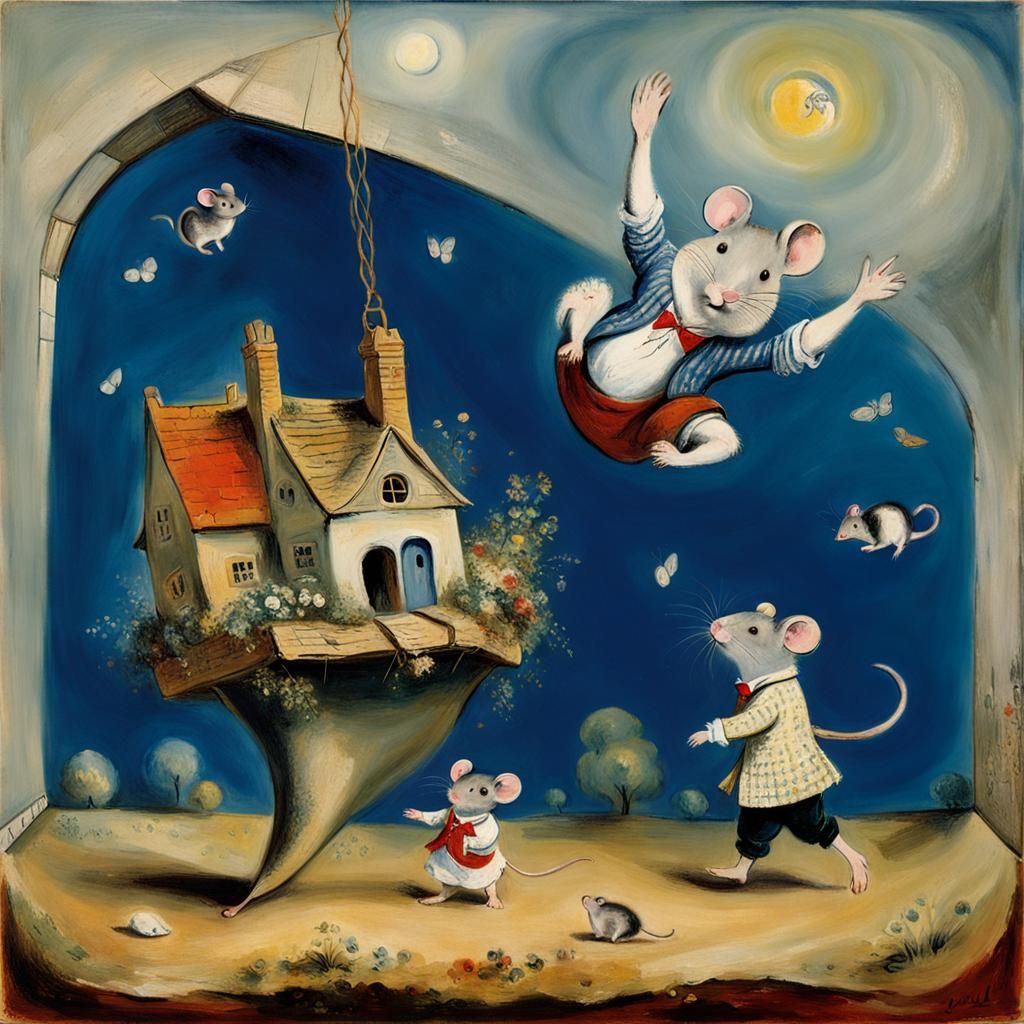 Mouse Living Upside Down: Surreal Art