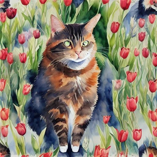 Watercolor Cat Painting