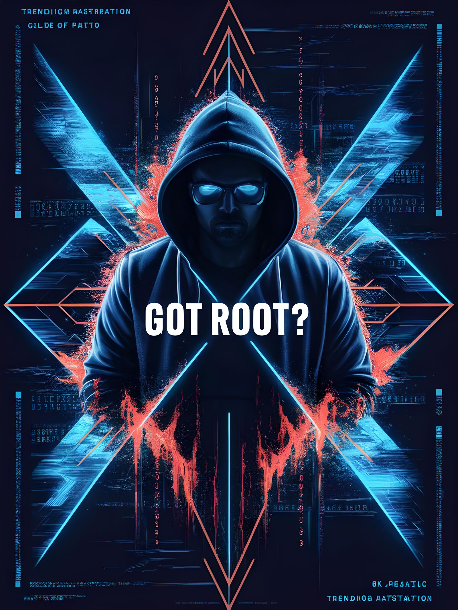 Hacker in Digital Landscape: Pop Art Bauhaus Style