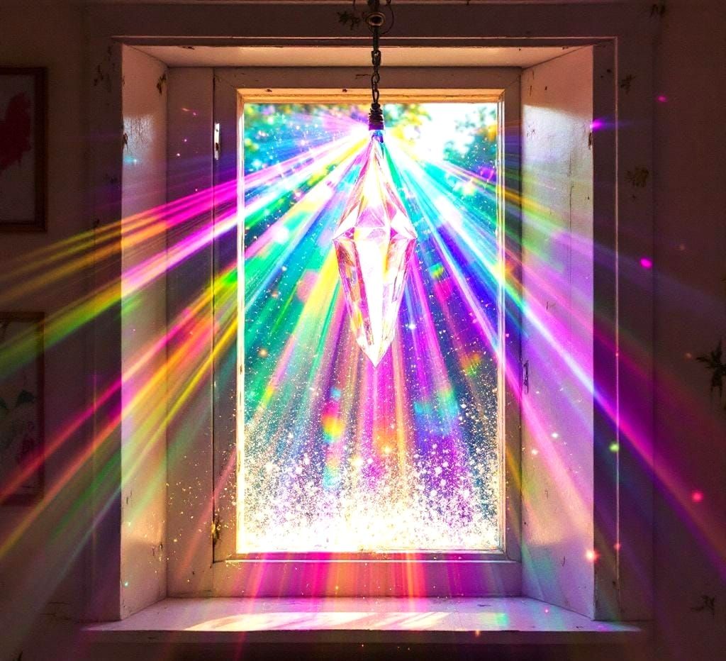 Crystal Rainbow Maker Shimmers in Shabby Chic Window