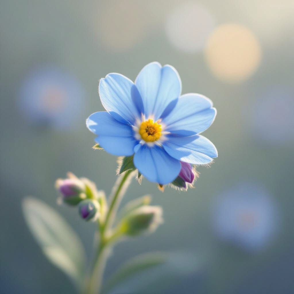 Hyperrealistic Forget-Me-Not Flower in Digital Painting Styl...