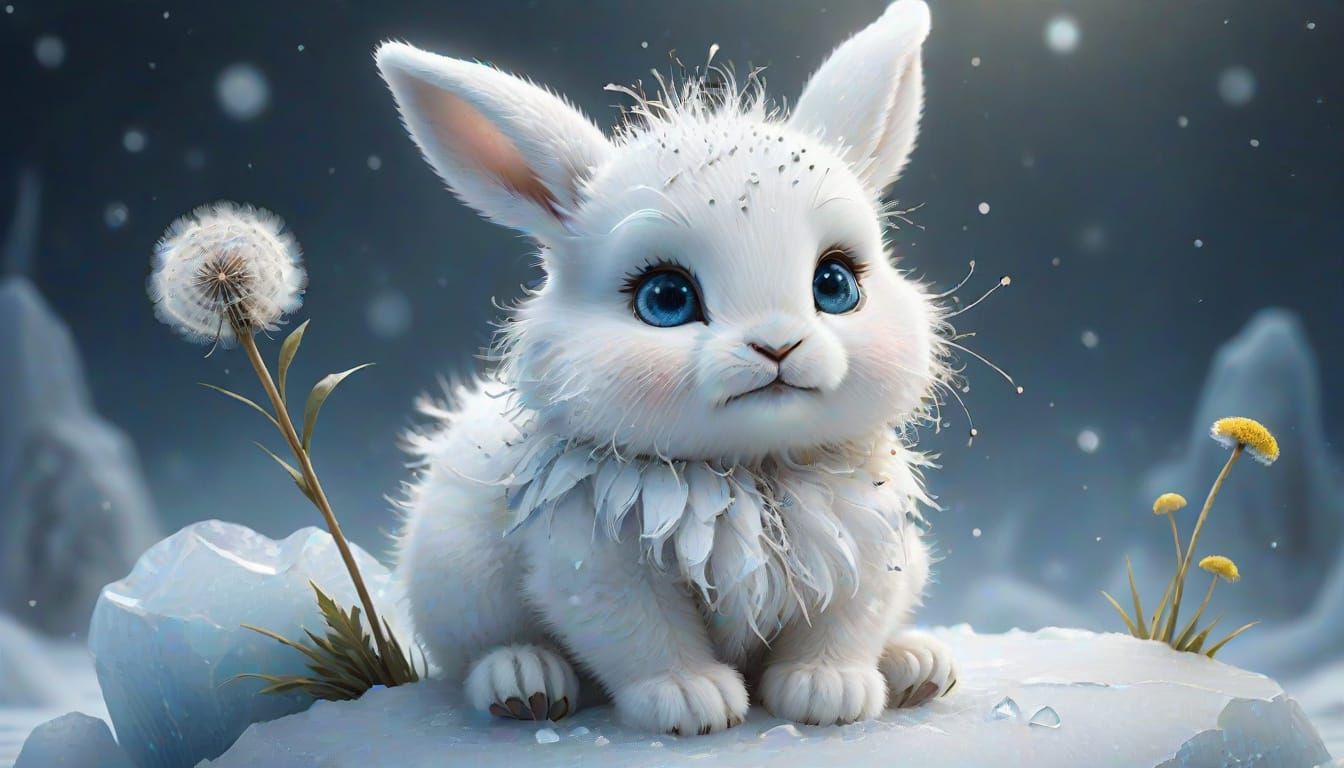 Whimsical Arctic Bunny in Pastel Hues