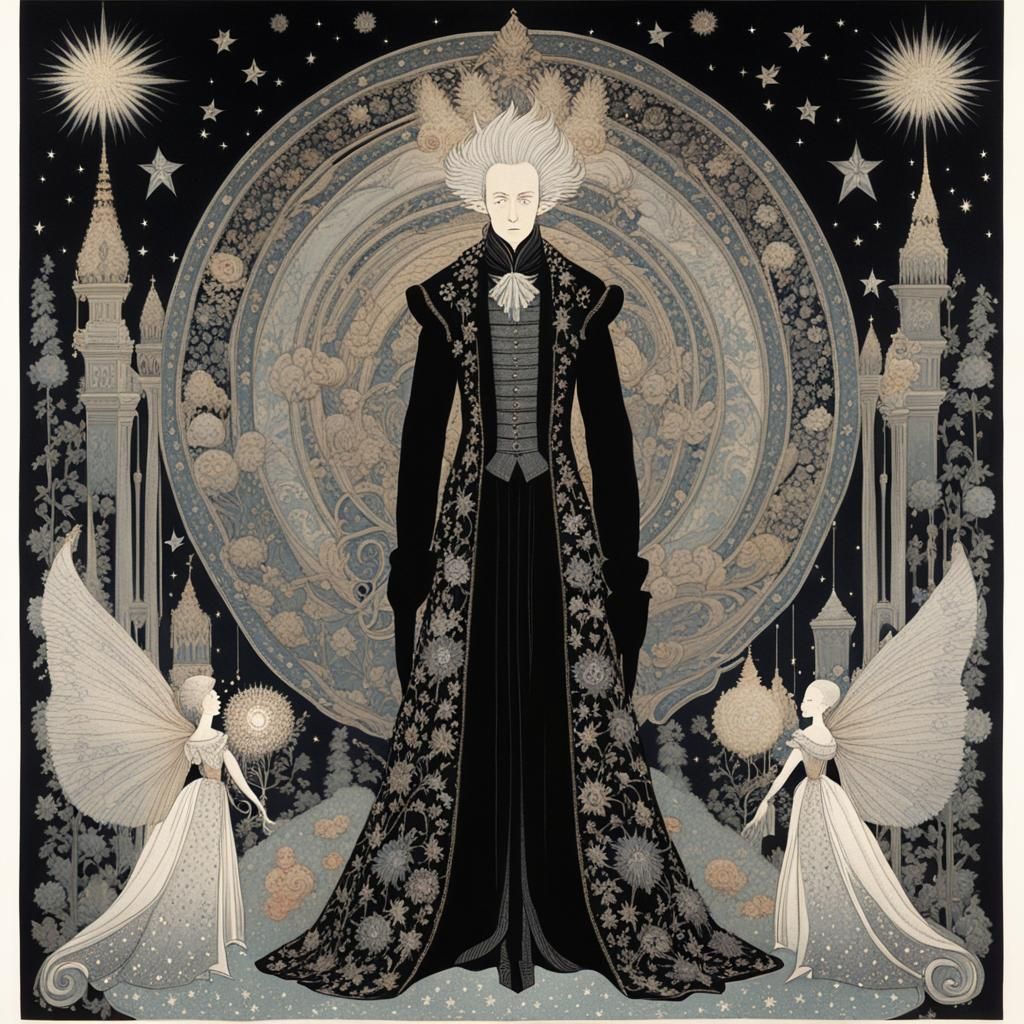 Alien Encounter in Rococo Tapestry Style