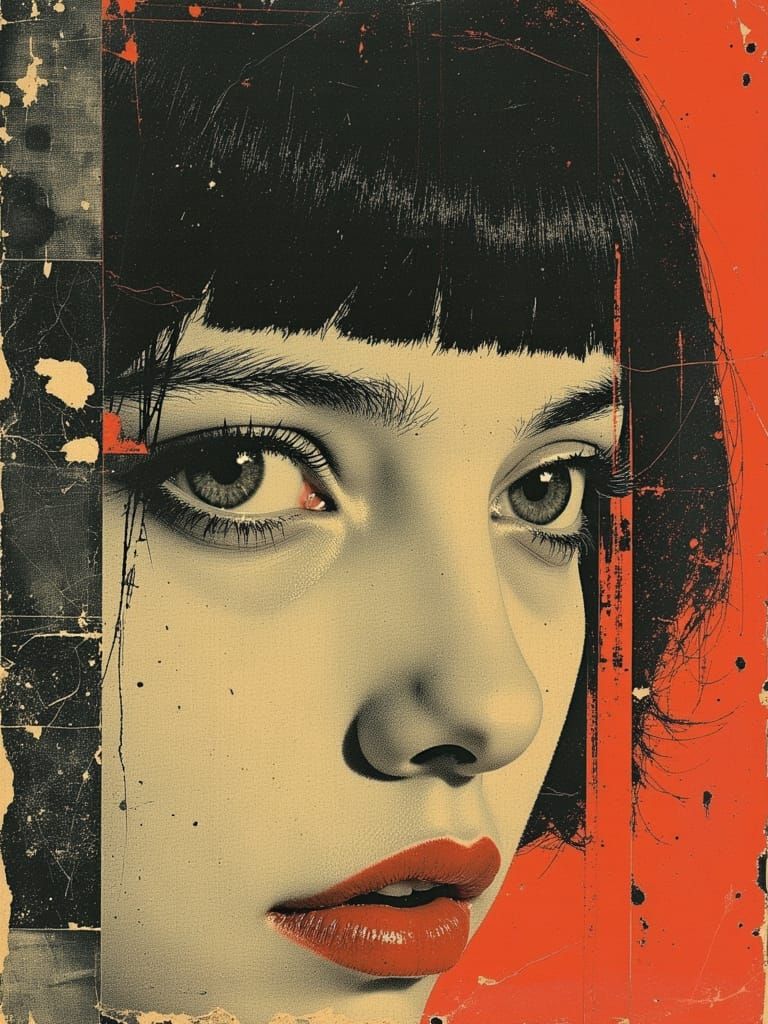 Surrealist Portrait of a Young Woman in a Darkwave Aesthetic