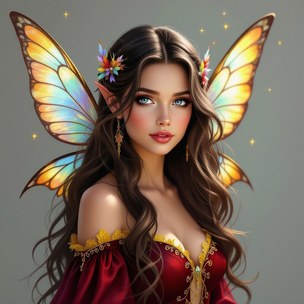 Magical Fairy with Shimmering Wings in Digital Painting