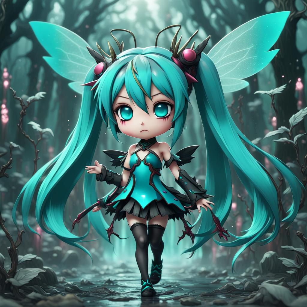 Demonic Chibi Hatsune Miku Fairy: Digital Art