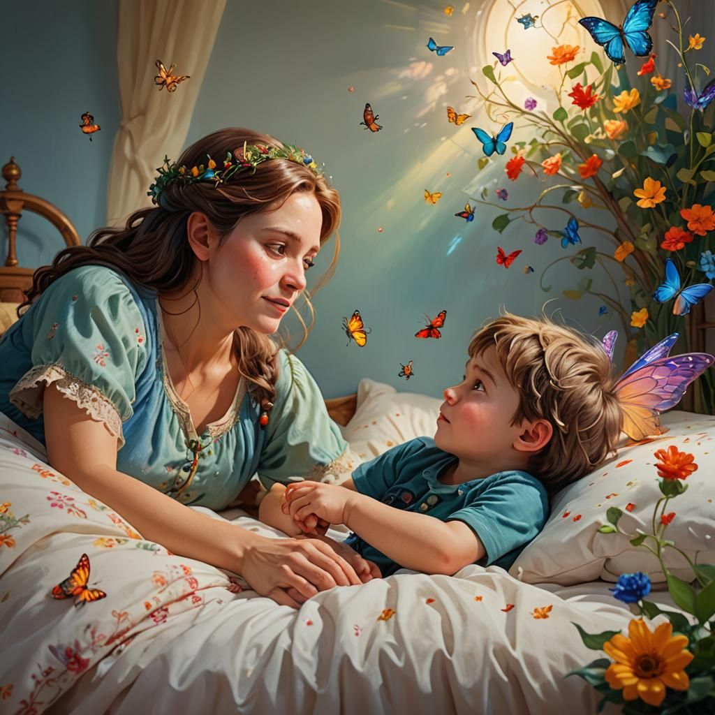Mother and Son in Nursery: Hyperrealistic Concept Art