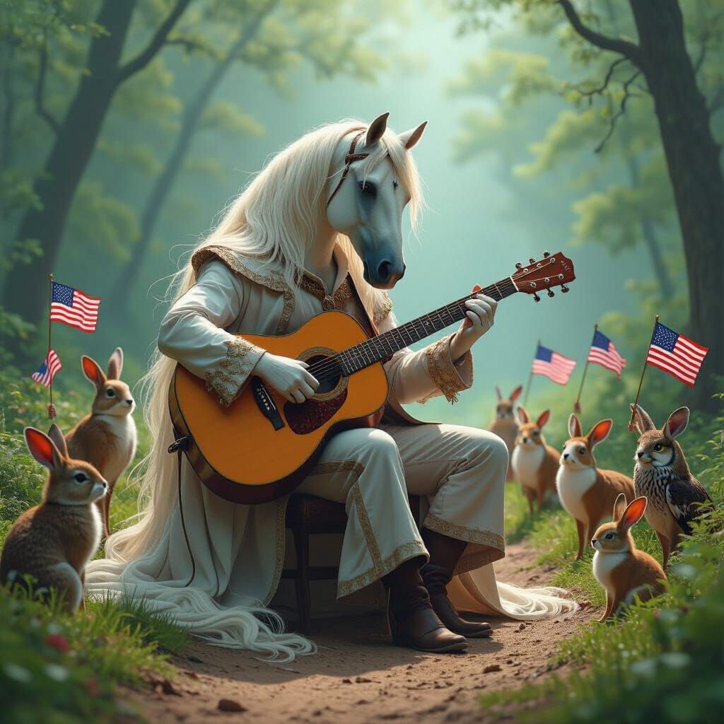 Anthro Stallion's Forest Concert in Digital Painting Style