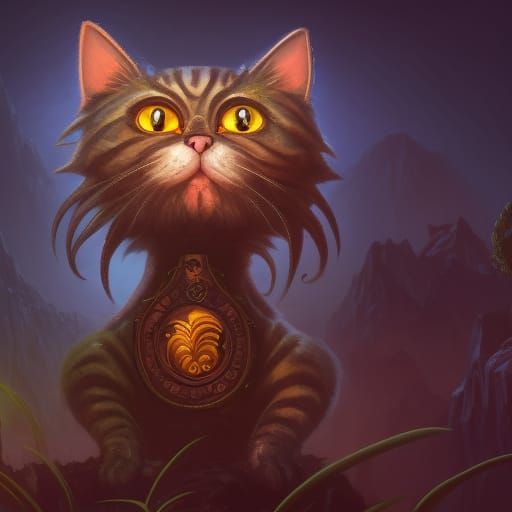 Cute Cat in Lovecraft Style: Digital Art
