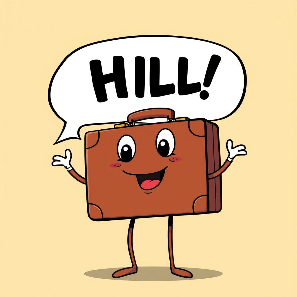 Cartoon Briefcase Character with Speech Balloon