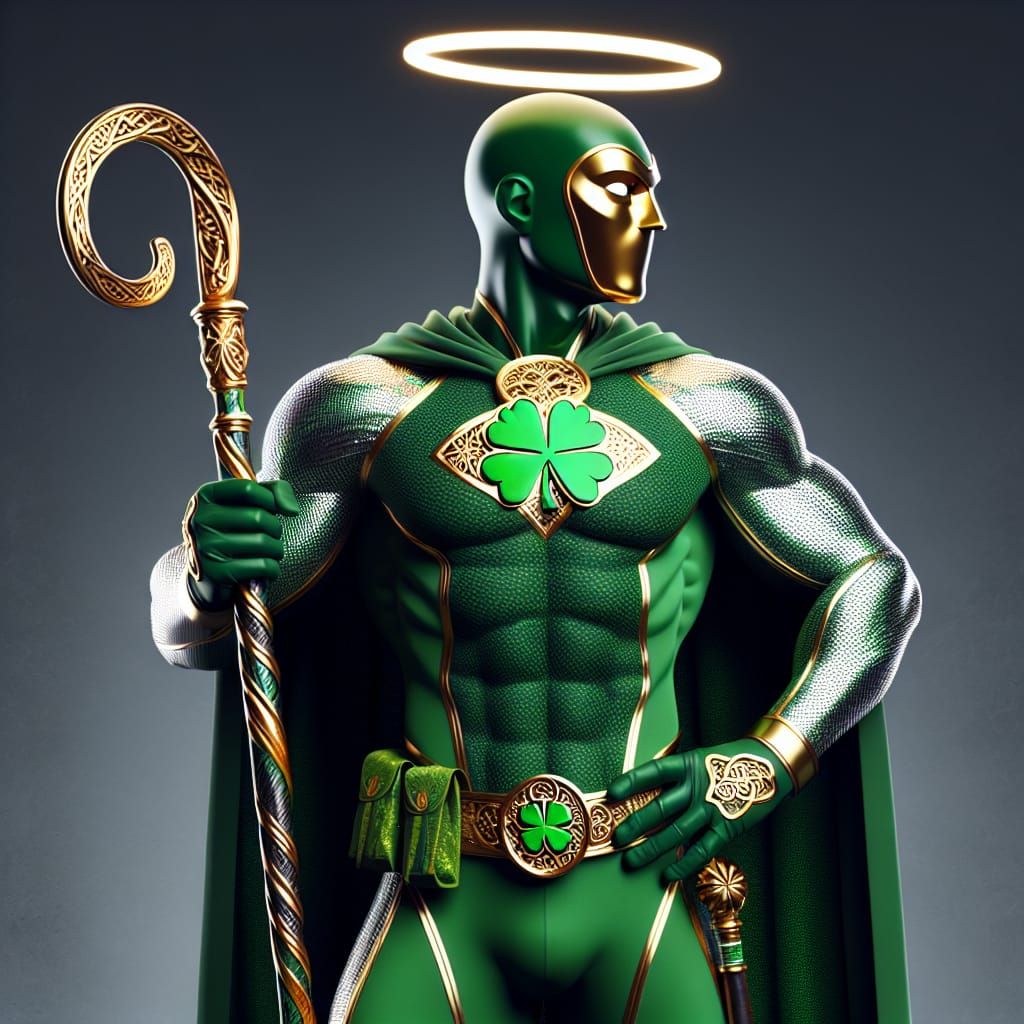 Saint Patrick Inspired Shamrock Superhero in Spandex