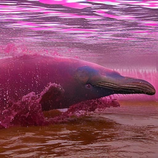 The pink river dolphin or boto, lives in the freshwater rive...