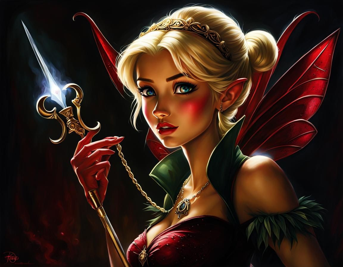 Dark Fantasy Tinkerbell with Bloodied Hook