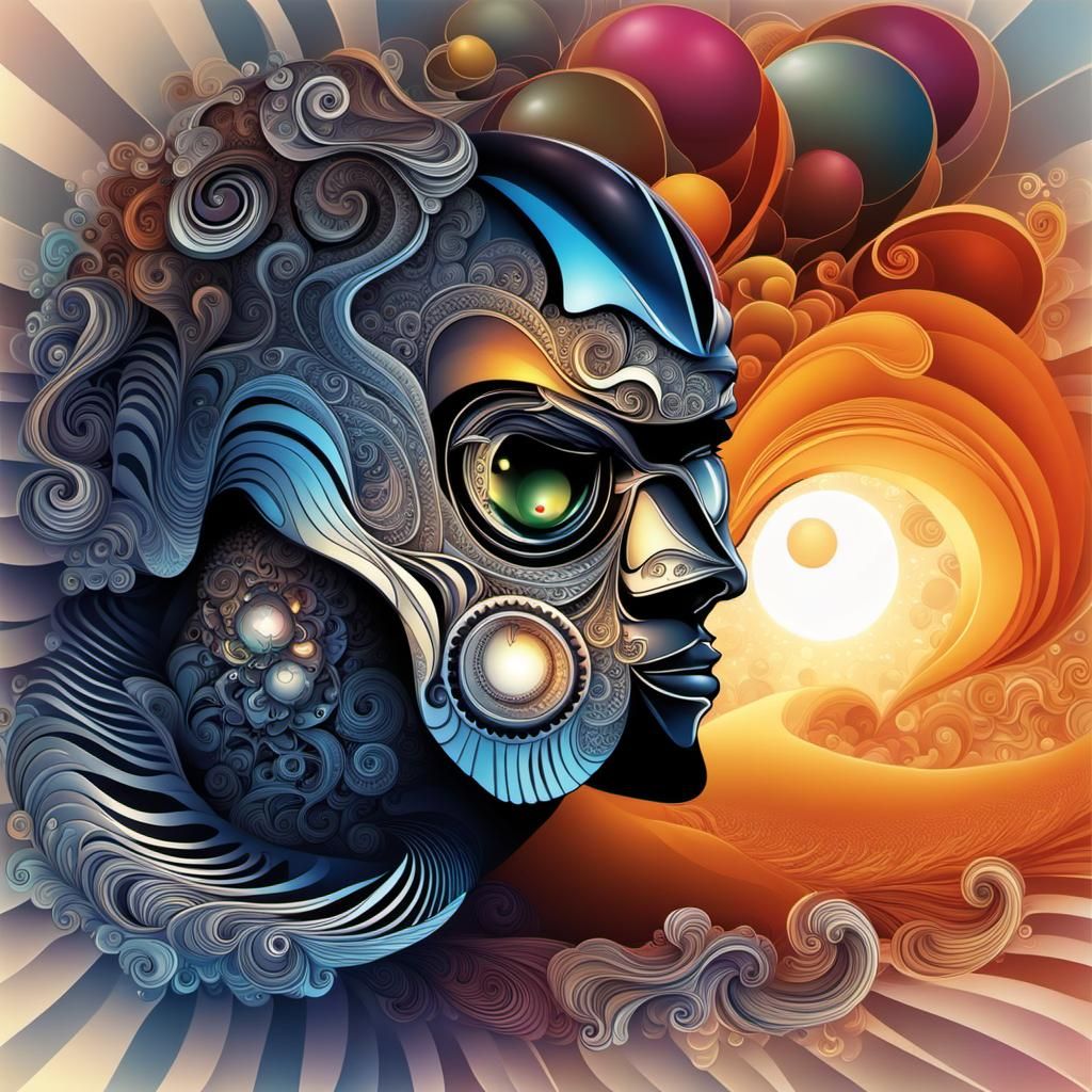 Abstract Fractal Motorcycle Art with 3D Shading