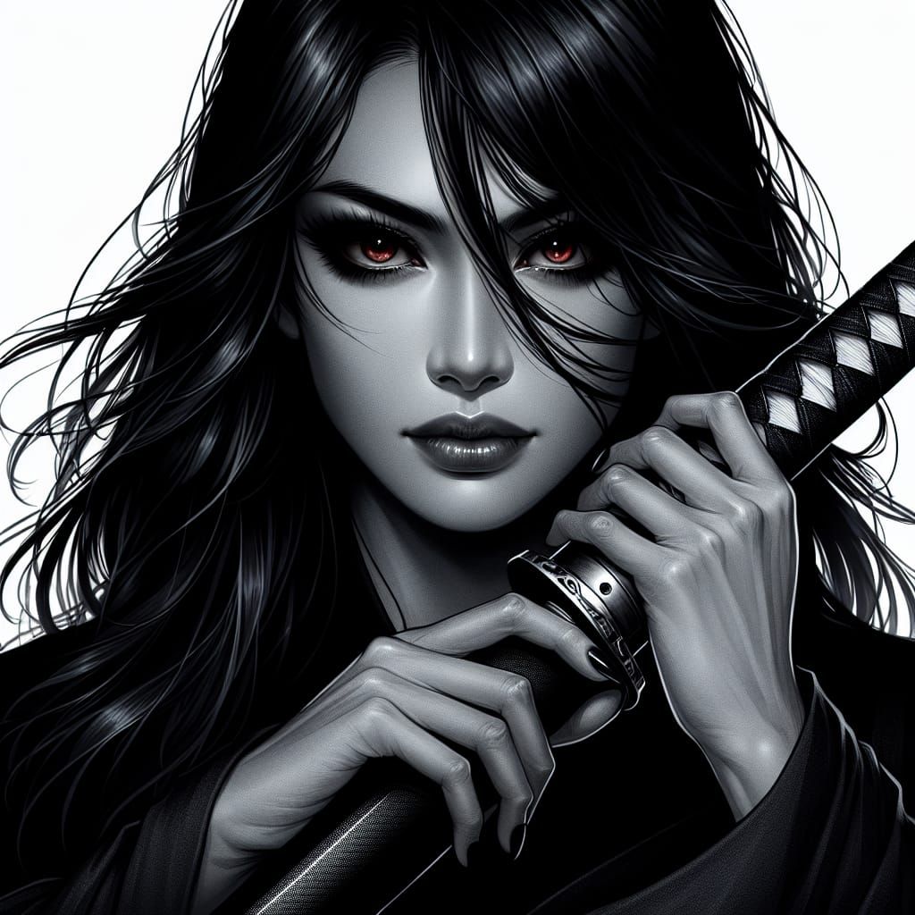 South Asian Woman with Katana Portrait