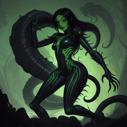 Shego as Xenomorph in Horror Style